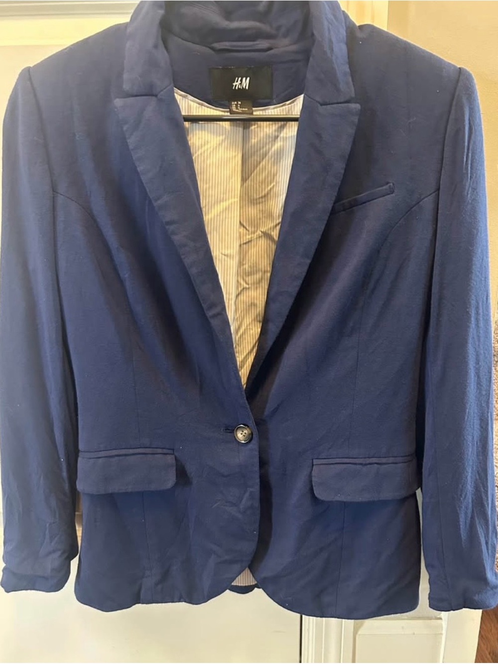 H&M women’s Navy Blue Single-Button Blazer size 4
